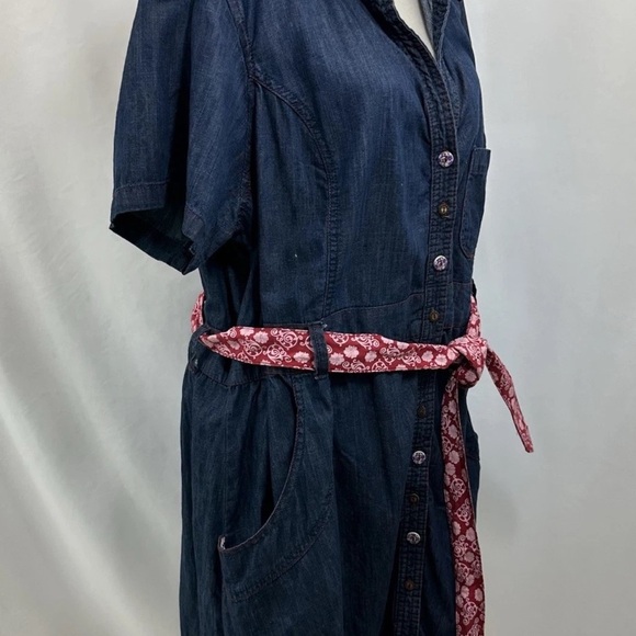 Joe Browns Belted Denim Button Dress Womens Sz 22 Bohemian Short Sleeve - Picture 3 of 12